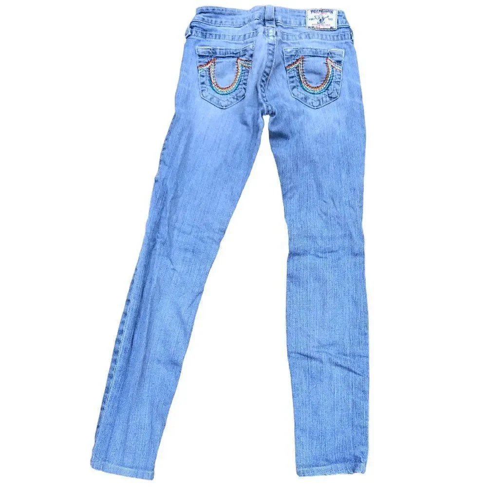 TRUE Religion Jeans Size 25 SKINNY Blue - Picture 4 of 6